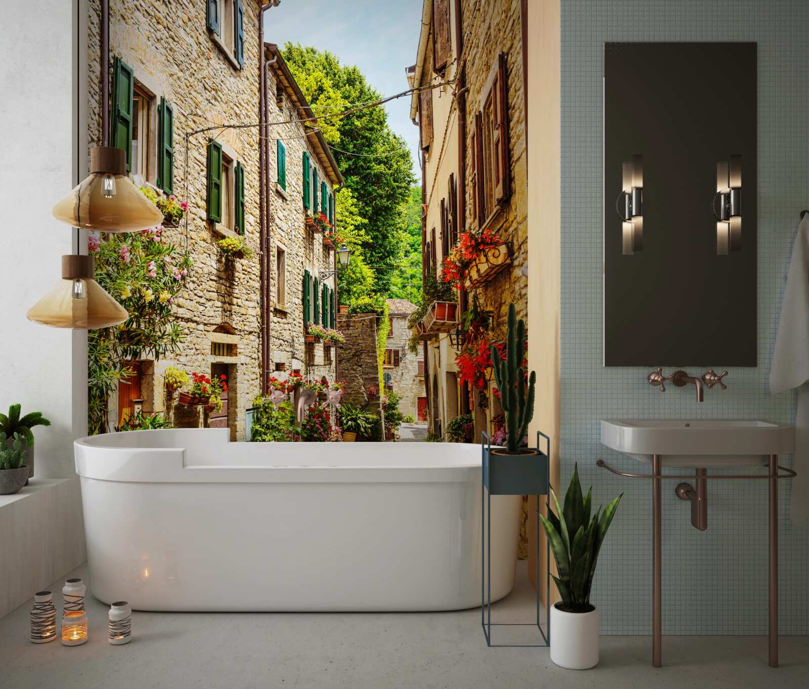 Fototapeta deptak otoczony zielenią