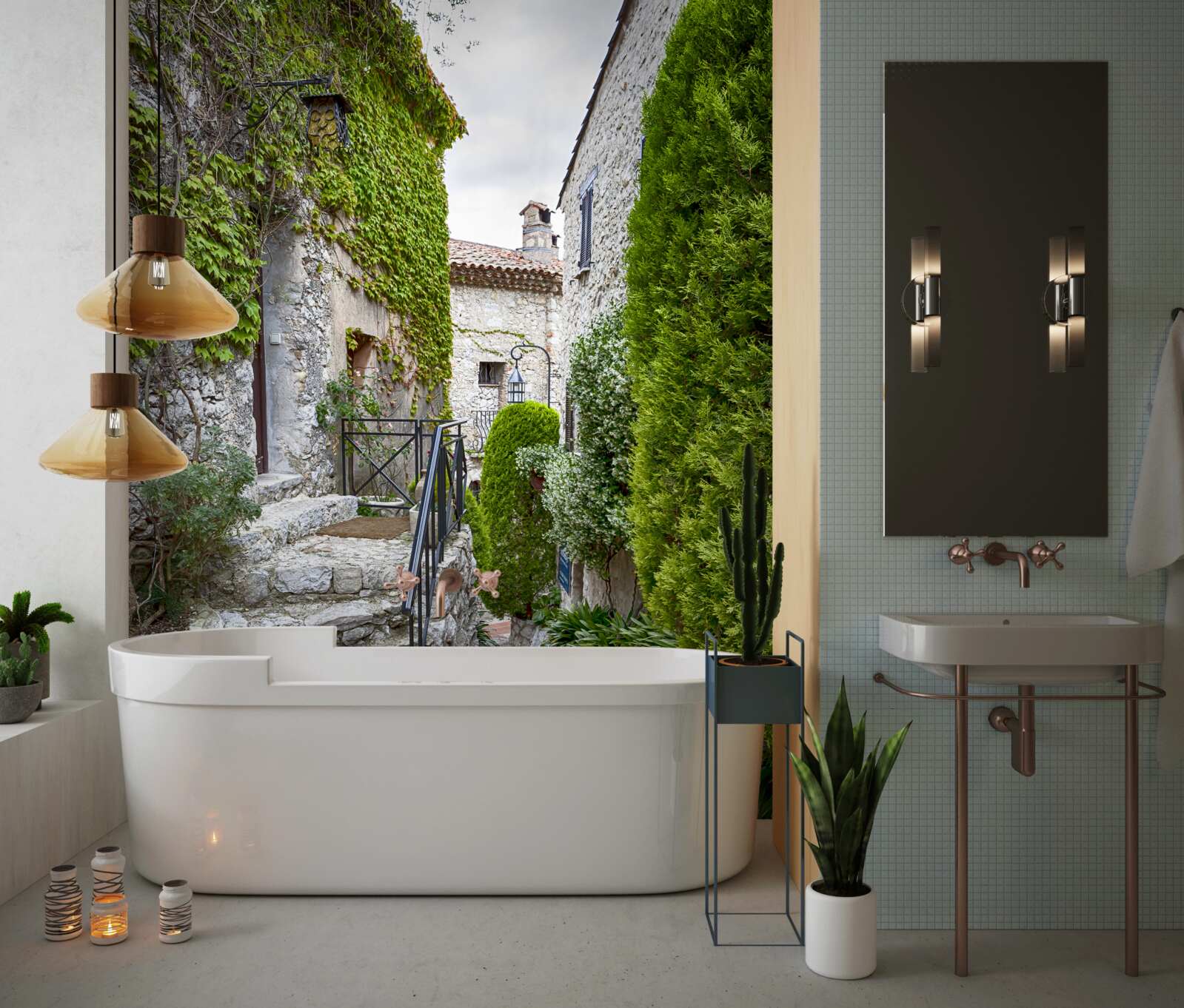 Fototapeta cichy zielony dziedziniec w starożytnym mieście