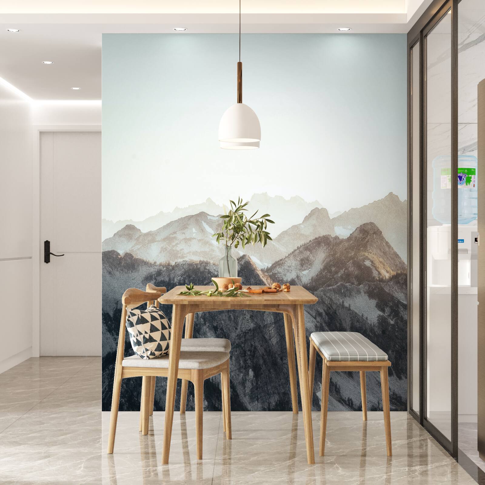 Fototapeta za dnia szczyty górskie pokryte śniegiem wyglądają dowcipnie