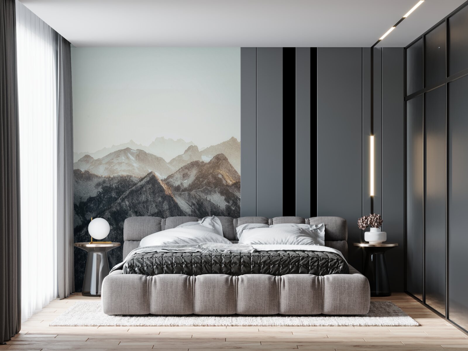 Fototapeta za dnia szczyty górskie pokryte śniegiem wyglądają dowcipnie