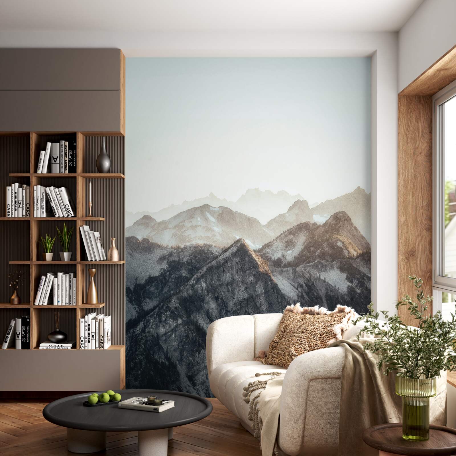 Fototapeta za dnia szczyty górskie pokryte śniegiem wyglądają dowcipnie