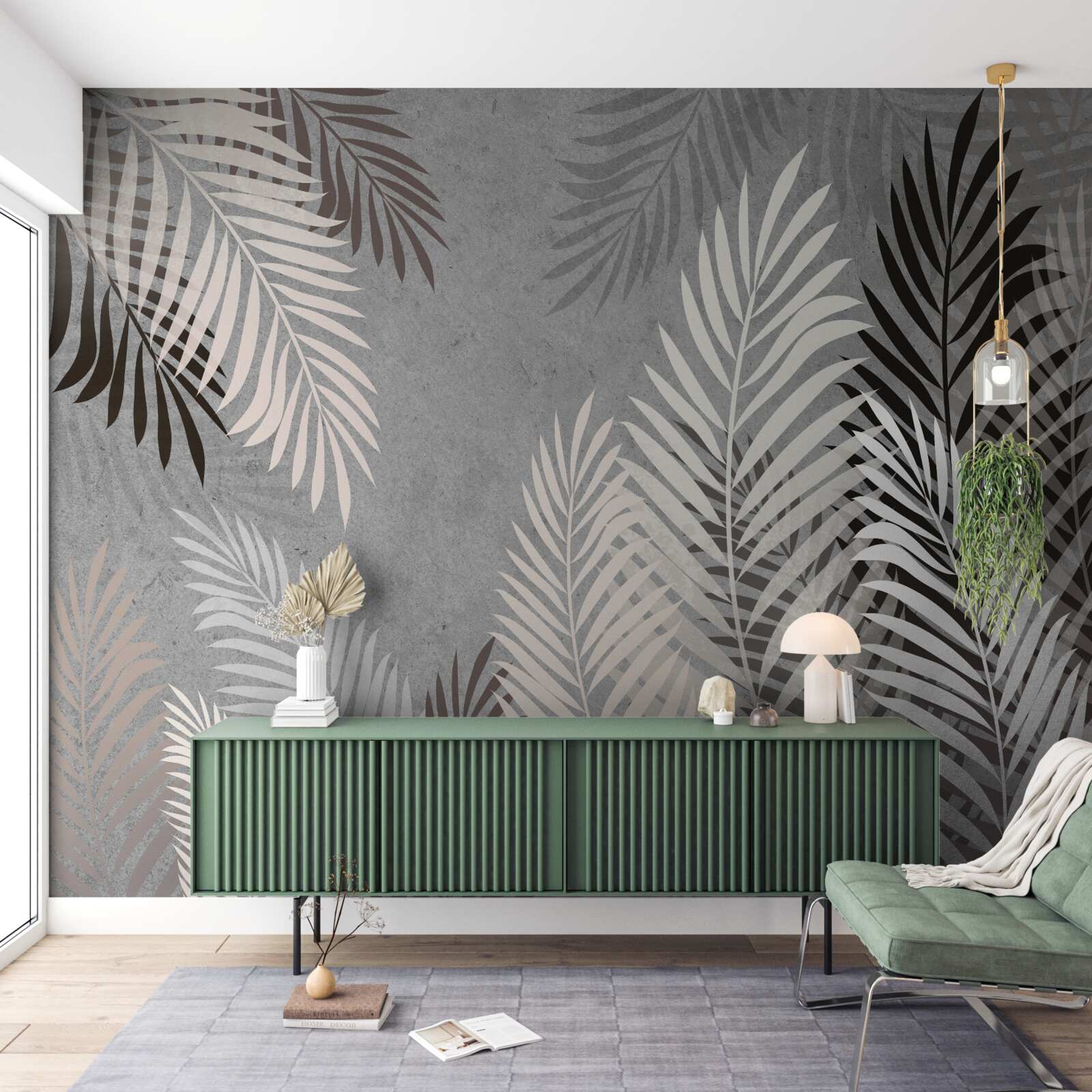 Fototapeta liście tropikalne są białe i czarne