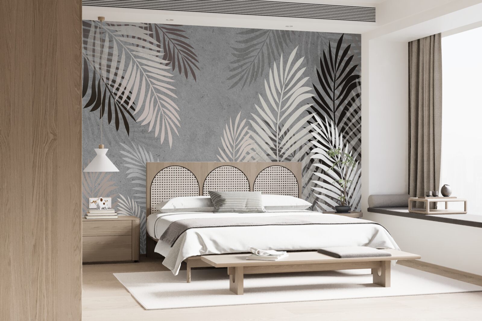 Fototapeta liście tropikalne są białe i czarne