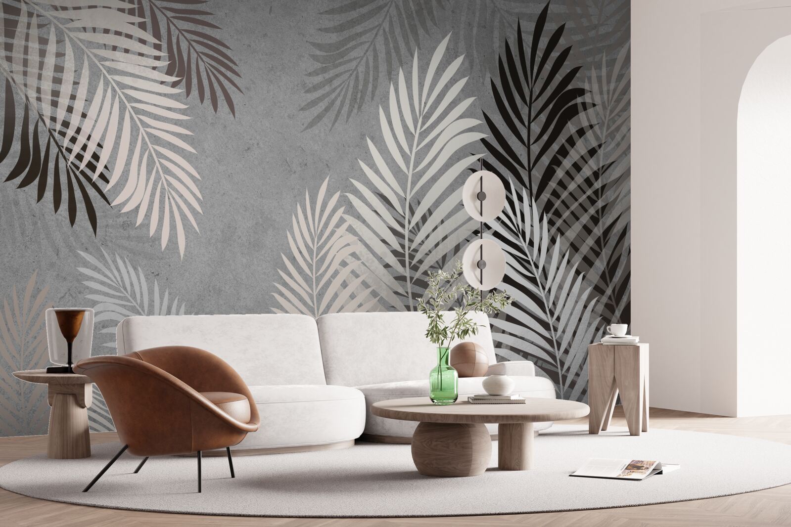 Fototapeta liście tropikalne są białe i czarne