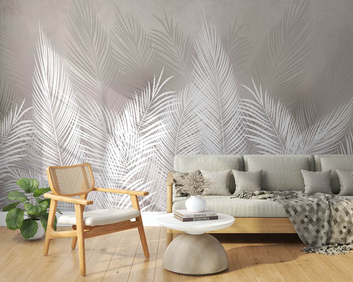 Fototapeta gęste, śnieżnobiałe, pierzaste liście