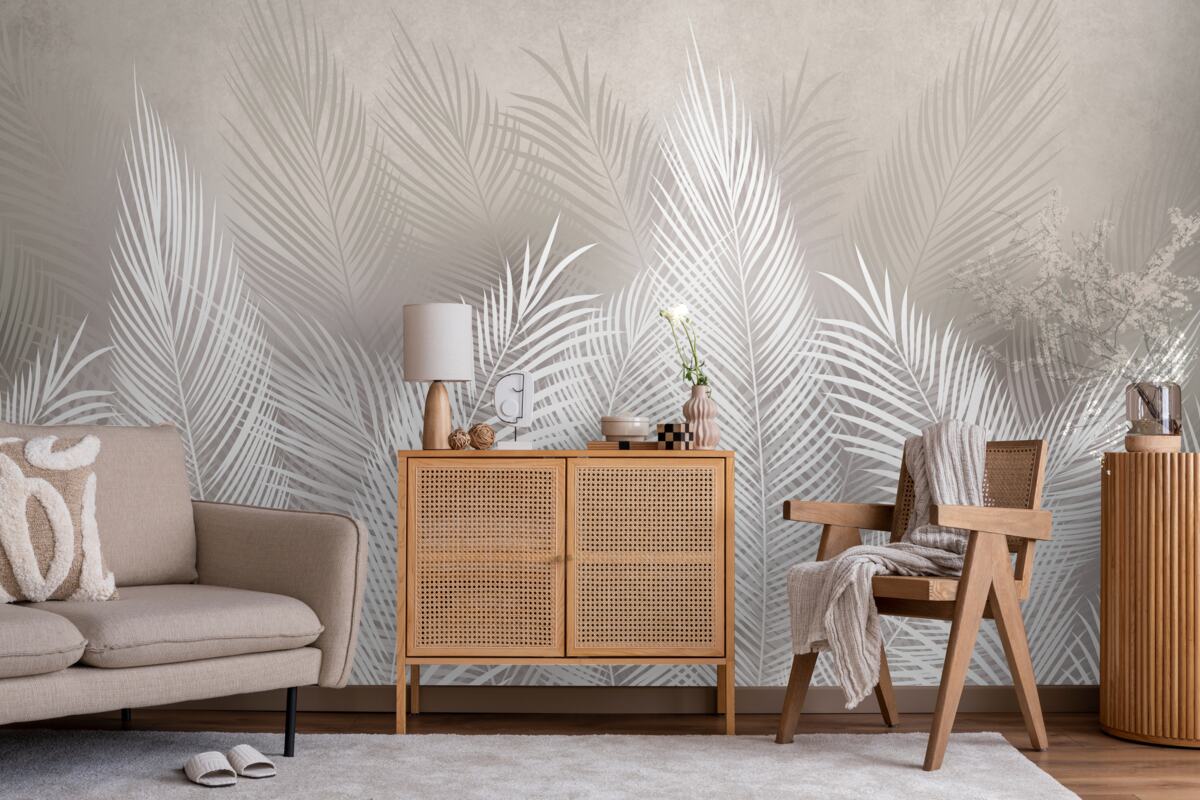 Fototapeta gęste, śnieżnobiałe, pierzaste liście