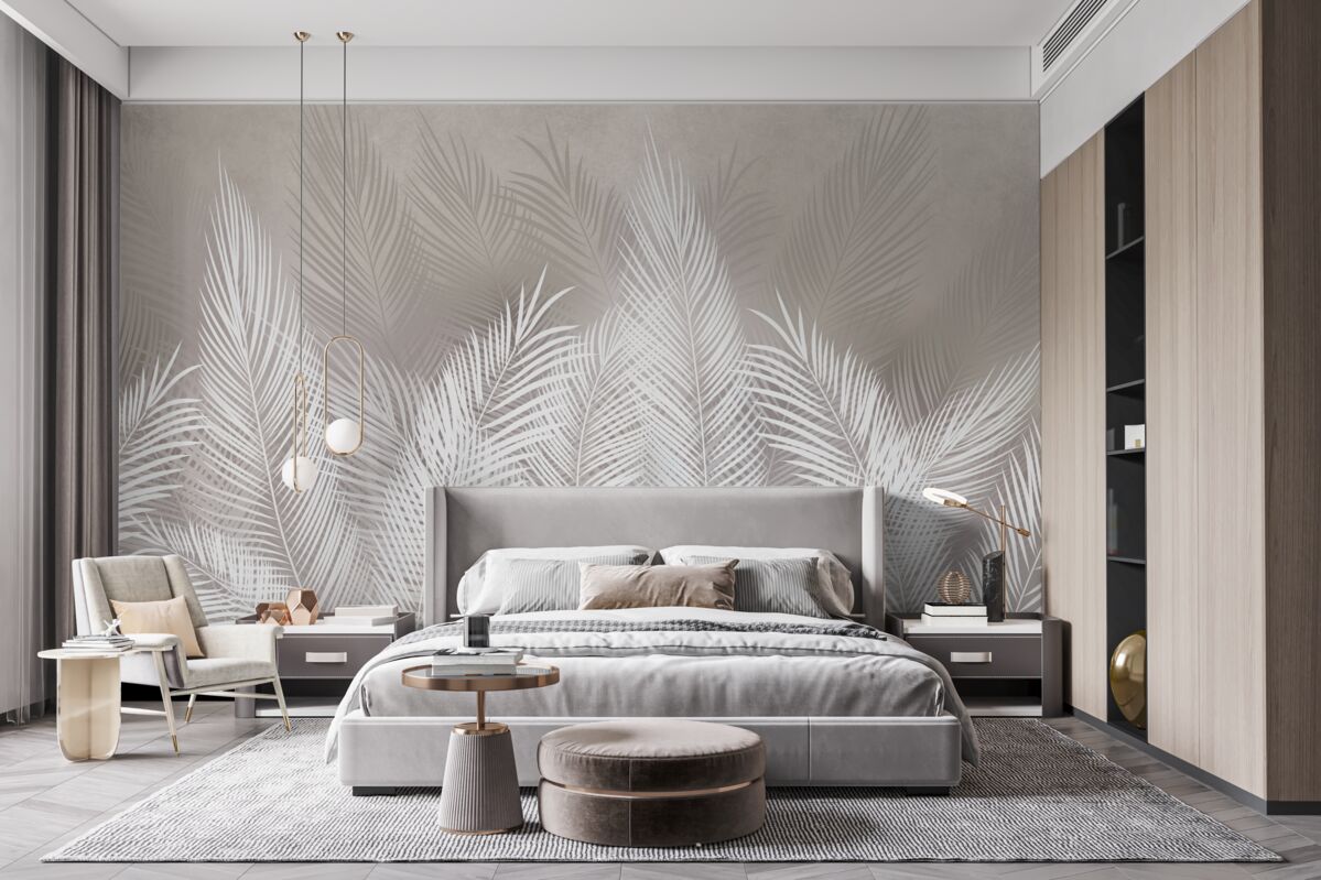 Fototapeta gęste, śnieżnobiałe, pierzaste liście