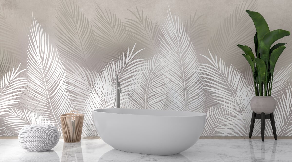 Fototapeta gęste, śnieżnobiałe, pierzaste liście