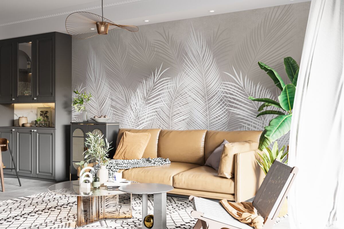 Fototapeta gęste, śnieżnobiałe, pierzaste liście