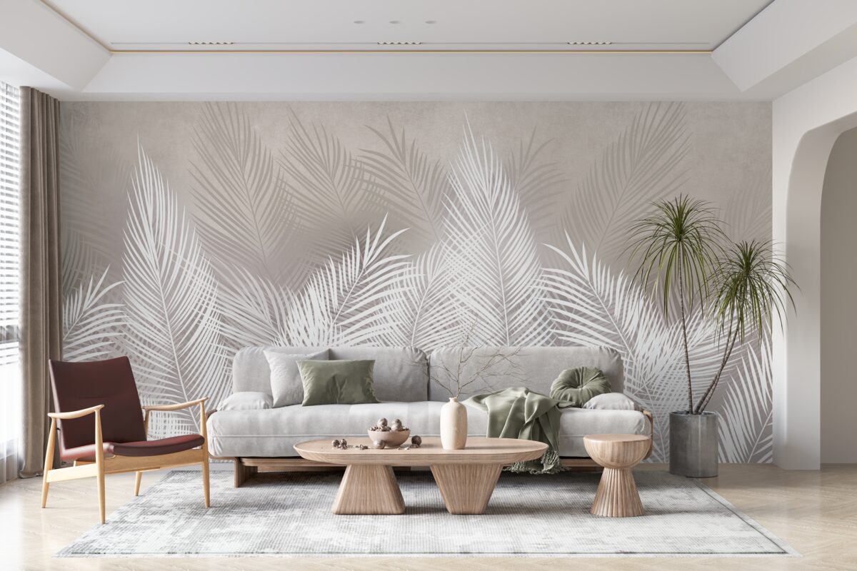 Fototapeta gęste, śnieżnobiałe, pierzaste liście