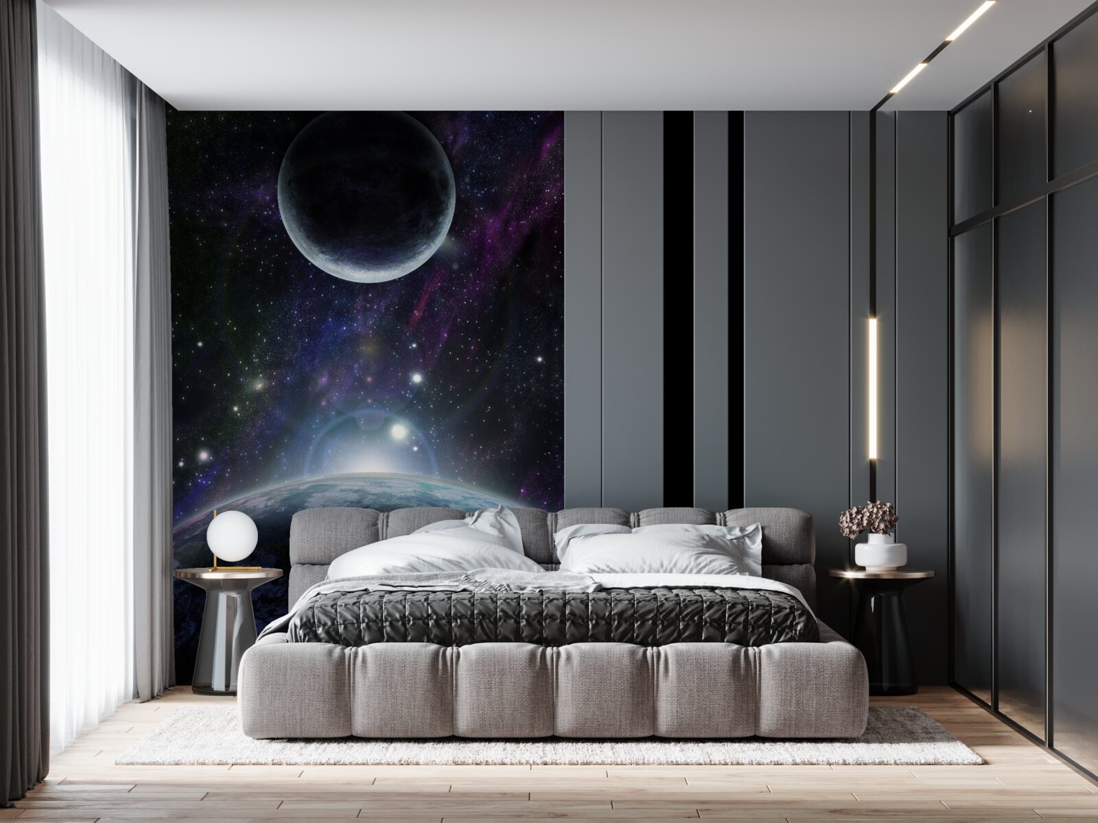 Fototapeta ziemia i księżyc są w kosmosie