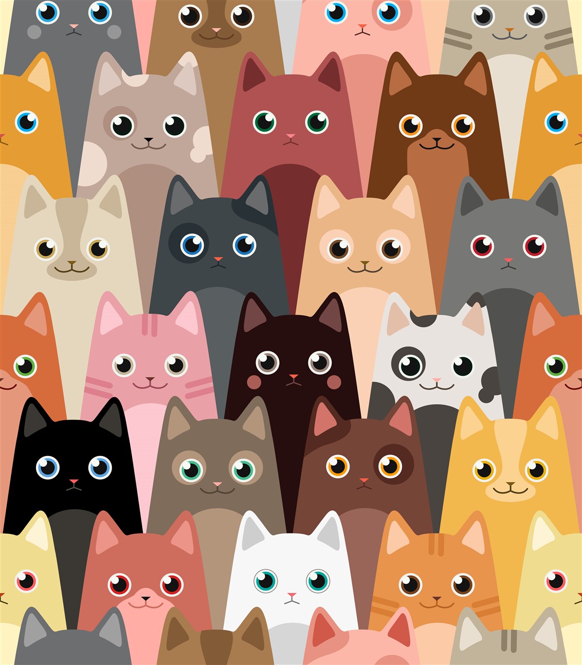 Fototapeta mnóstwo kotów z mnóstwem oczu