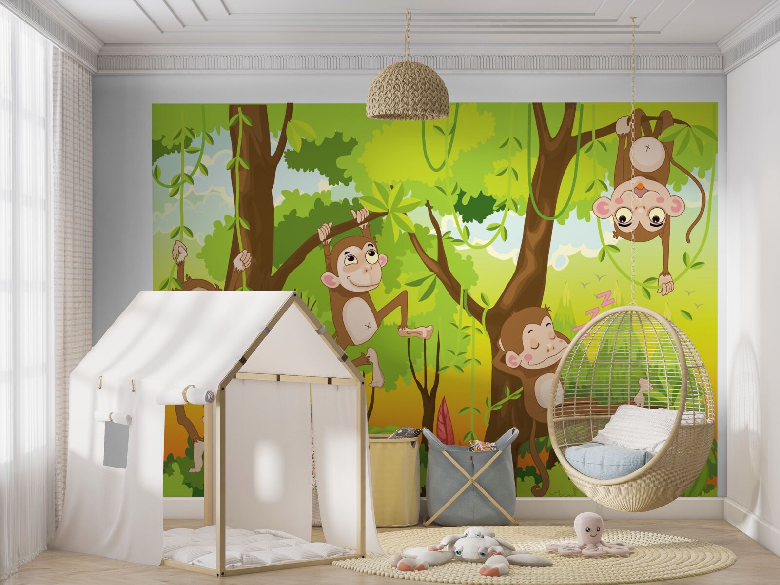 Fototapeta małpy wspinają się na drzewa