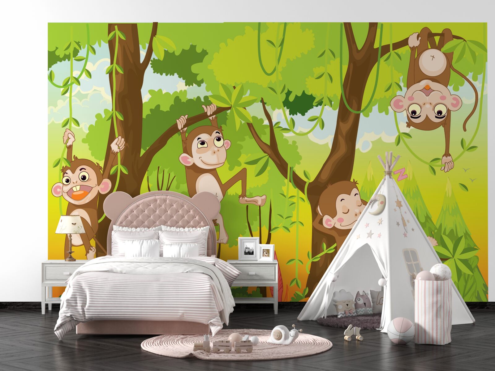 Fototapeta małpy wspinają się na drzewa