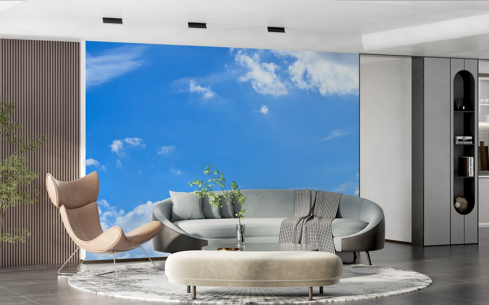 Fototapeta niebiański błękit ze śnieżnobiałymi chmurami