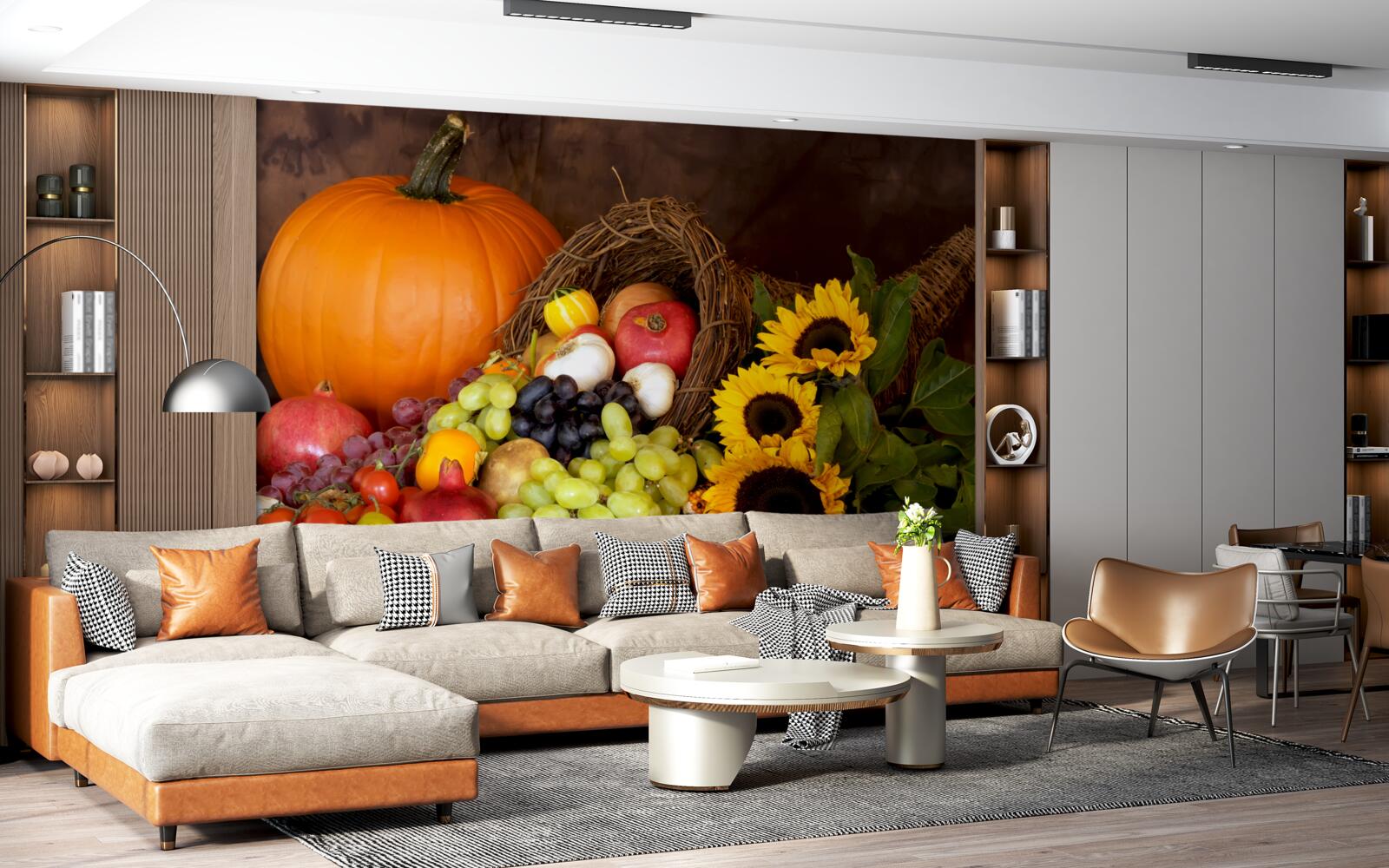 Fototapeta skład owoców i słoneczników