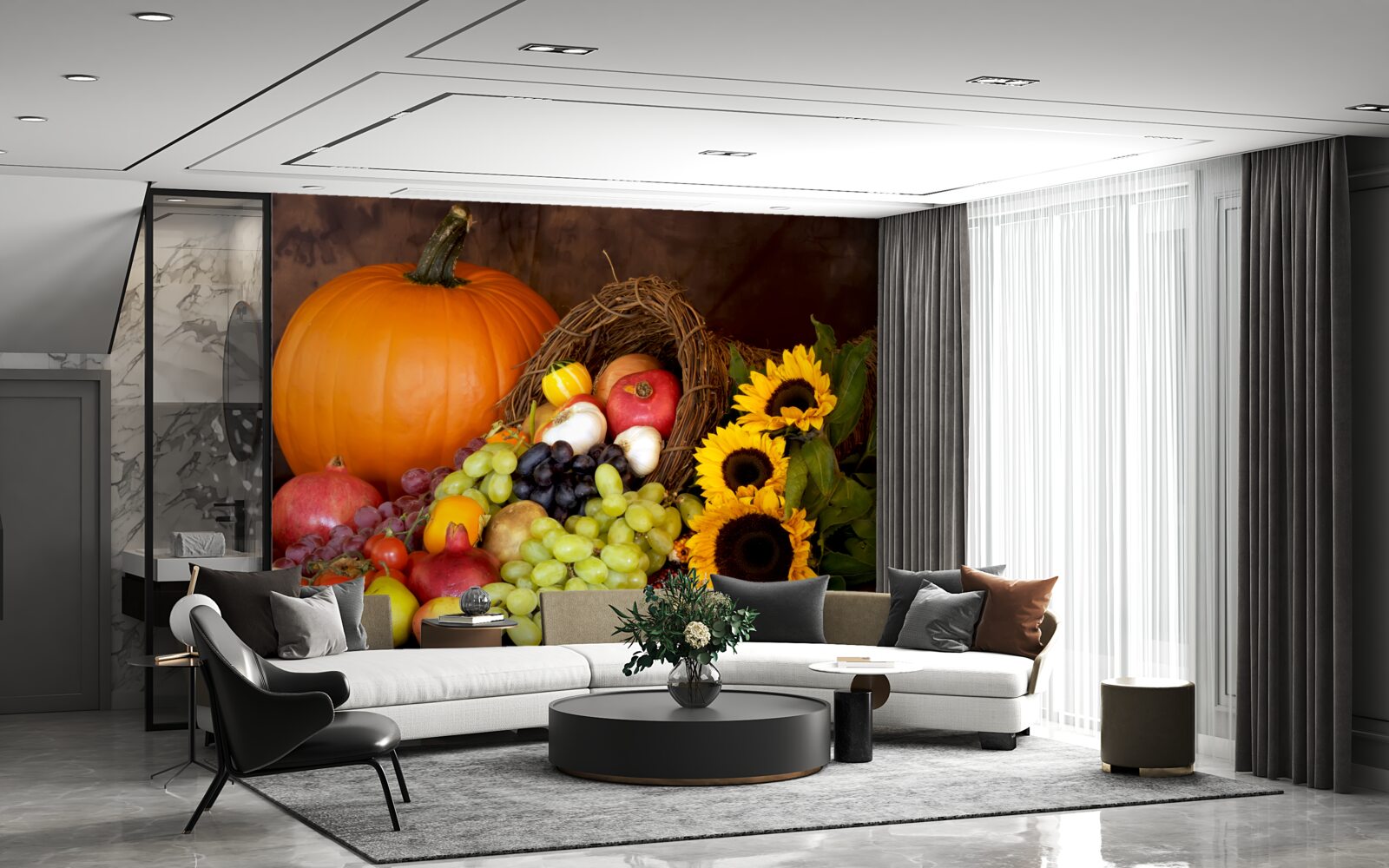 Fototapeta skład owoców i słoneczników