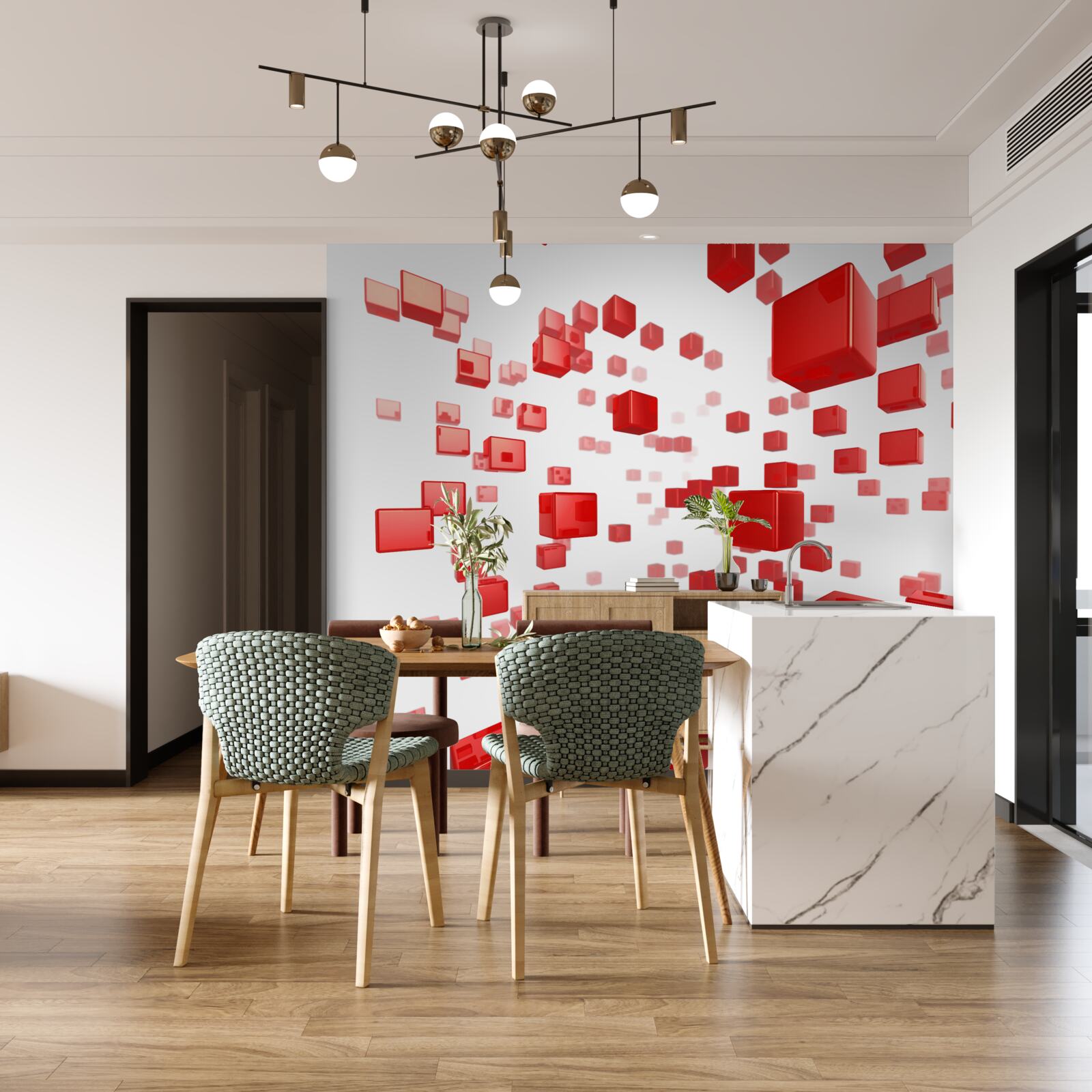 Fototapeta rosnące jasne czerwone kwadraty