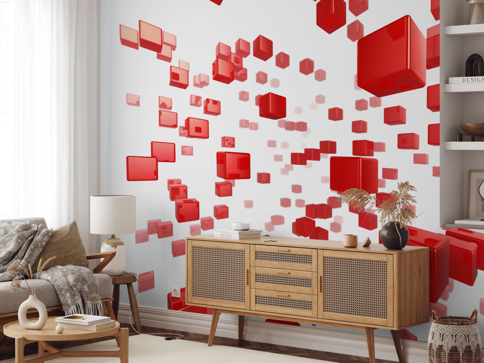 Fototapeta rosnące jasne czerwone kwadraty