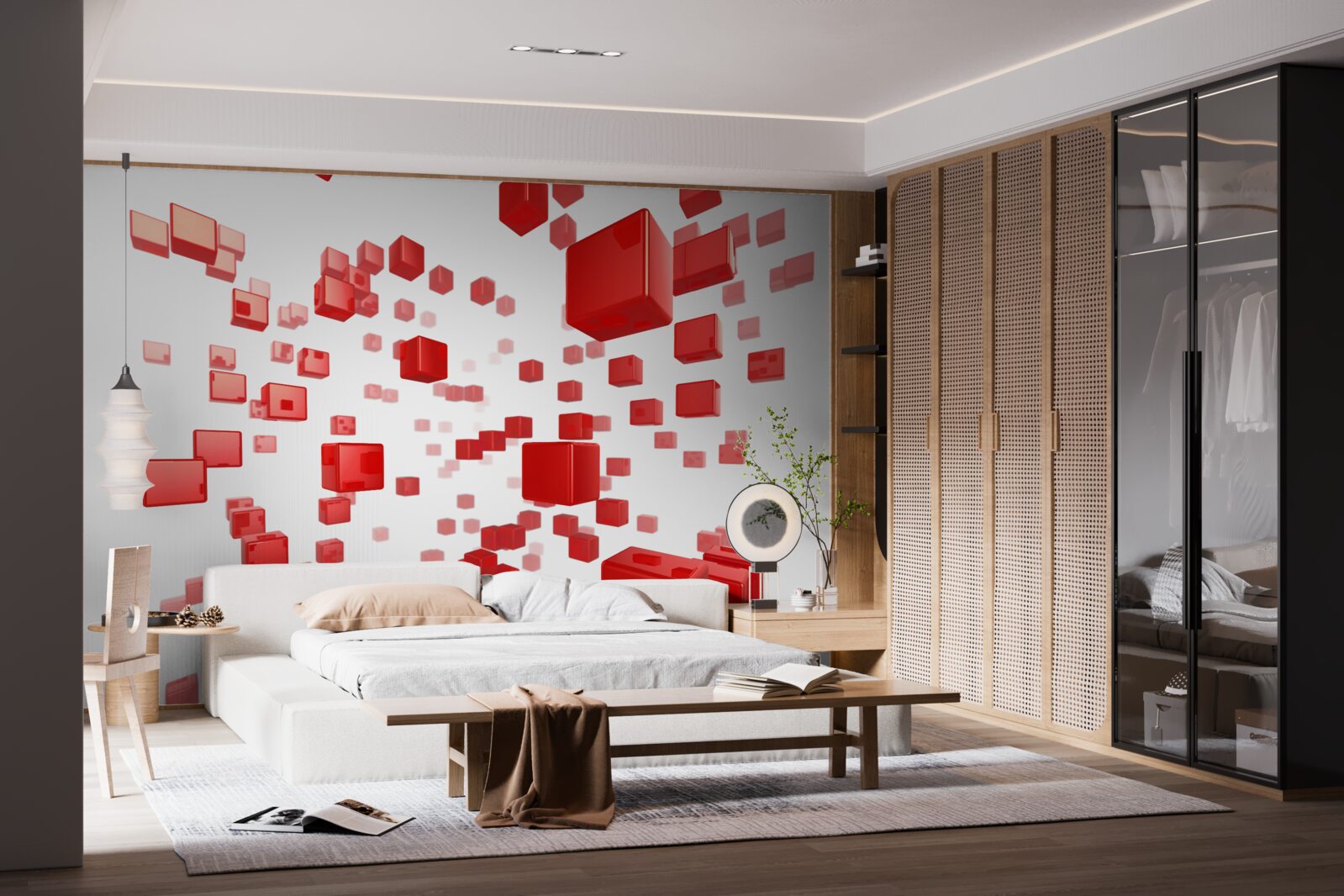 Fototapeta rosnące jasne czerwone kwadraty