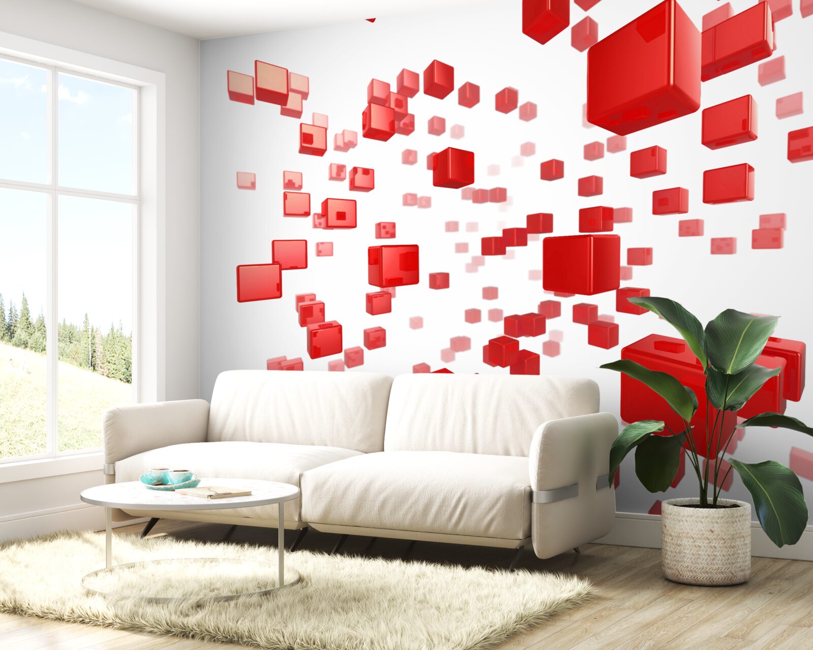 Fototapeta rosnące jasne czerwone kwadraty