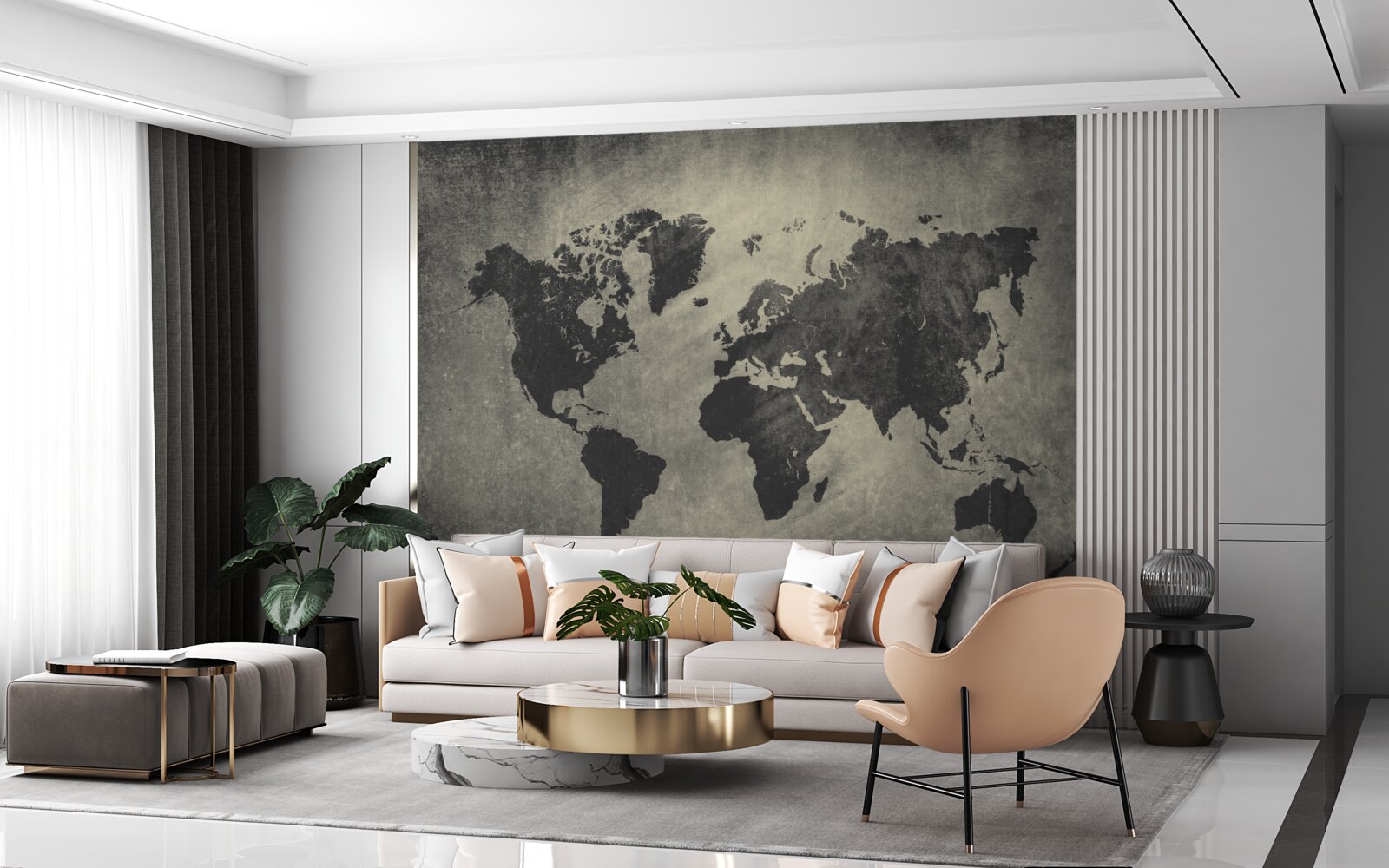 Fototapeta sylwetki państw na betonowej ścianie