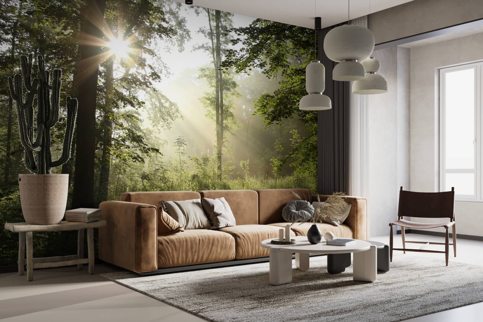 Fototapeta promienie słońca odpędzają nocny chłód od drzew