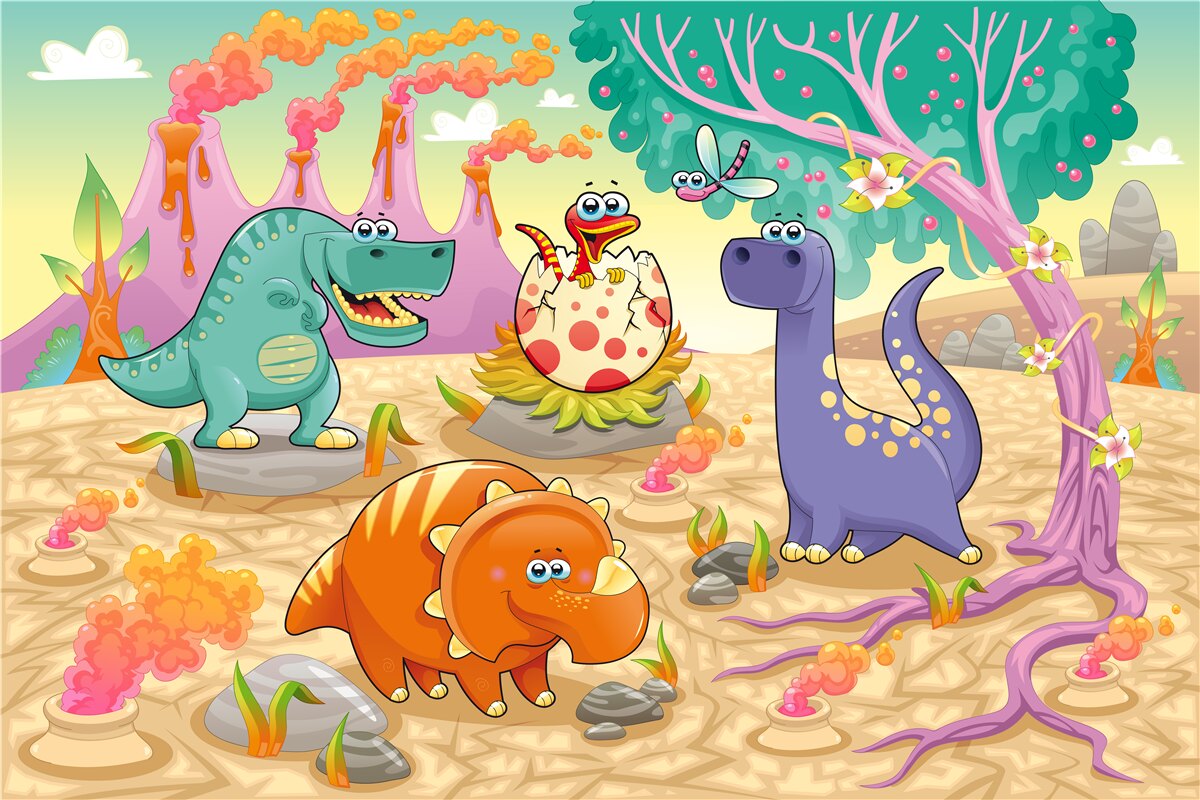 Fototapeta dinozaury na trawniku