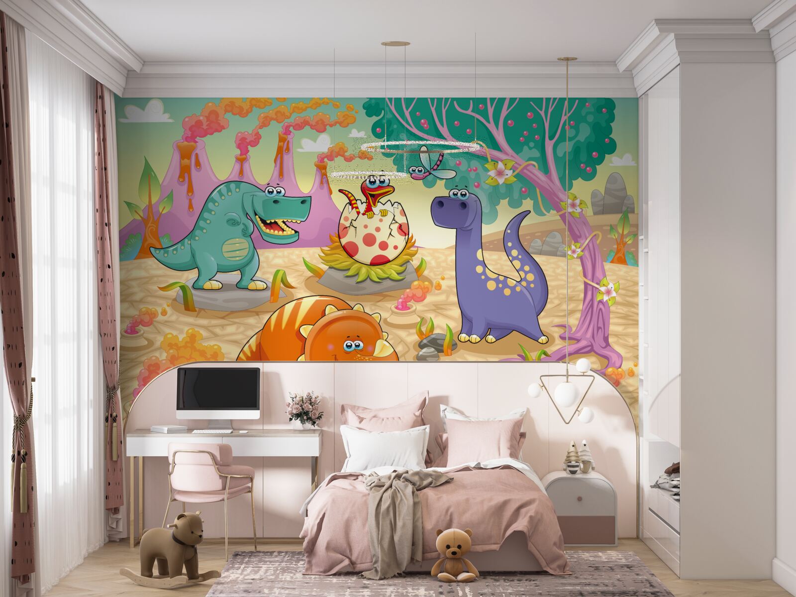 Fototapeta dinozaury na trawniku