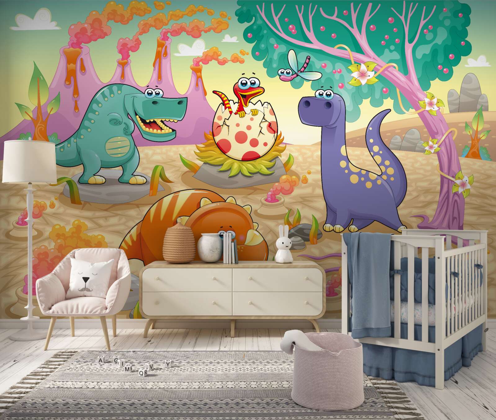 Fototapeta dinozaury na trawniku