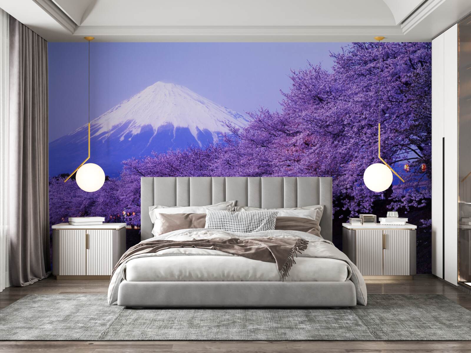 Fototapeta kwiaty bzu u podnóża góry rosną blisko wody