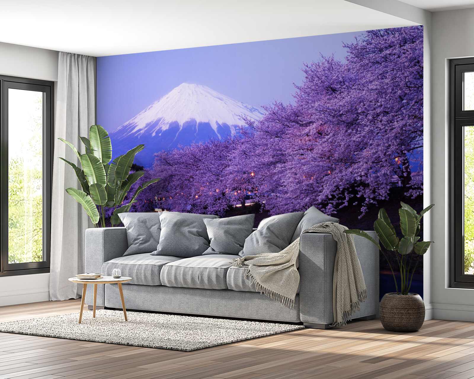 Fototapeta kwiaty bzu u podnóża góry rosną blisko wody