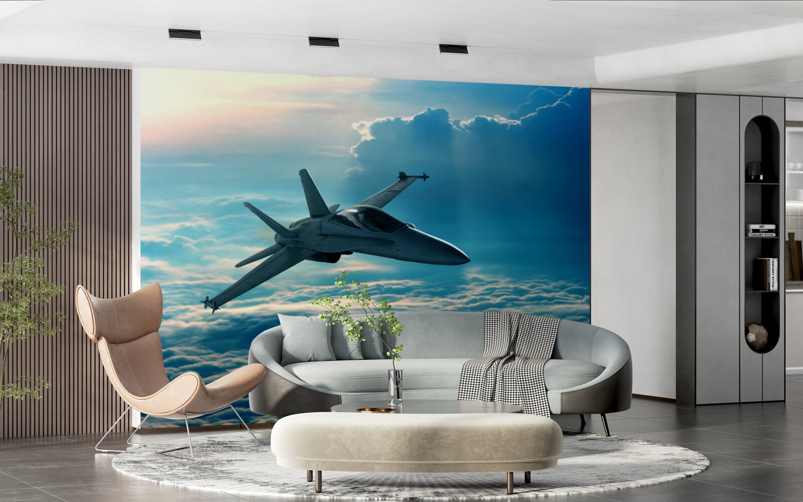 Fototapeta samolot bojowy pędzący przez chmury