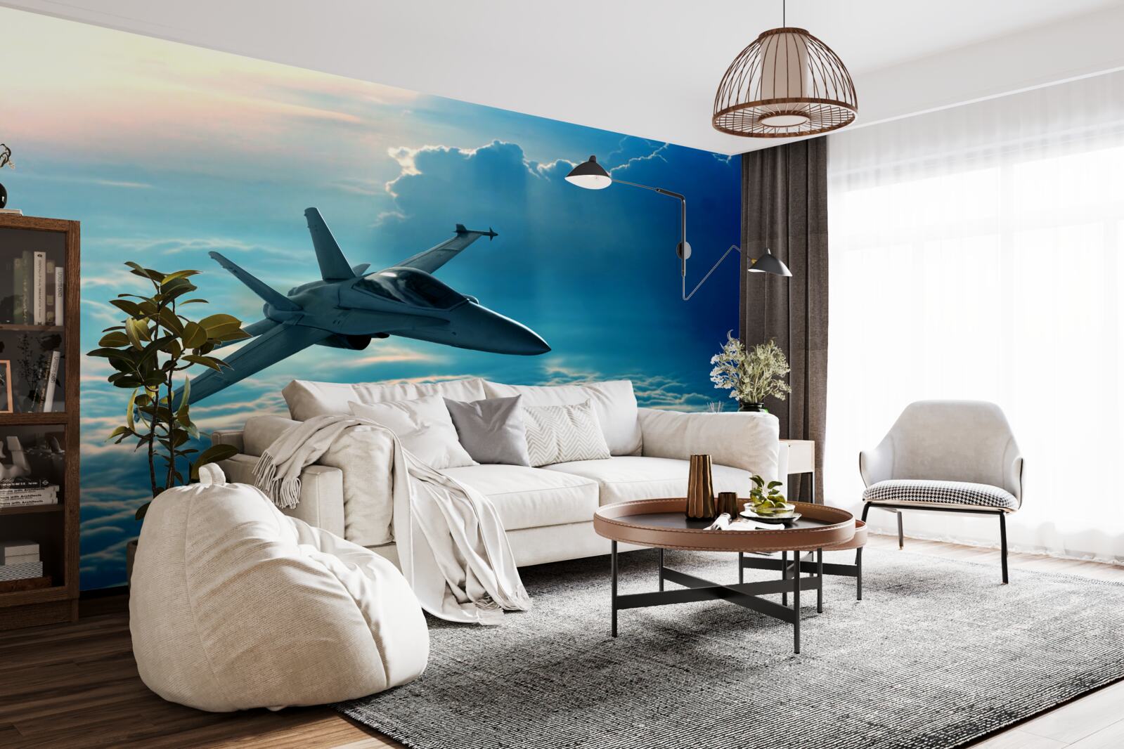 Fototapeta samolot bojowy pędzący przez chmury