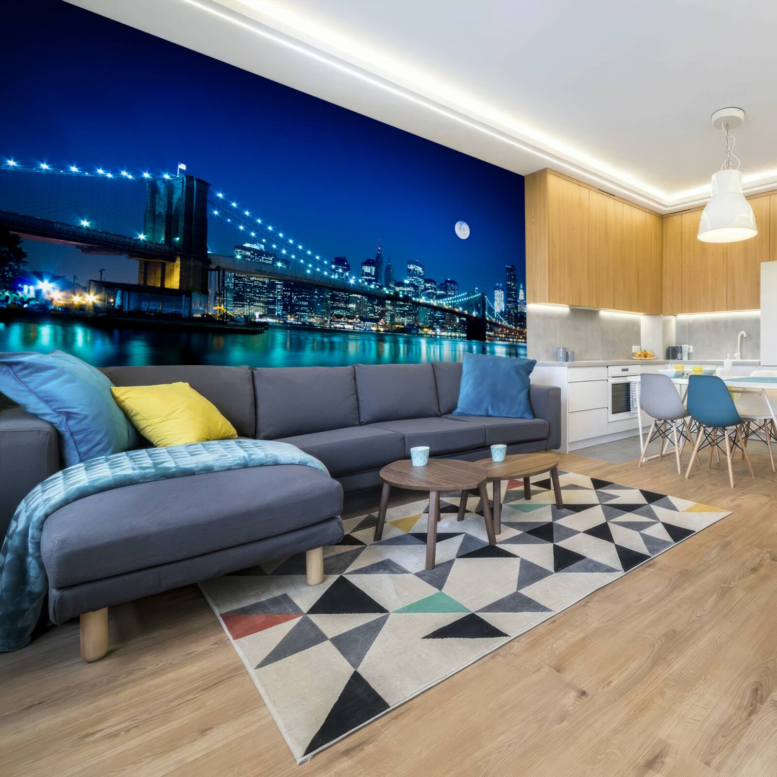 Fototapeta most brookliński oświetlony światłem nocnego księżyca