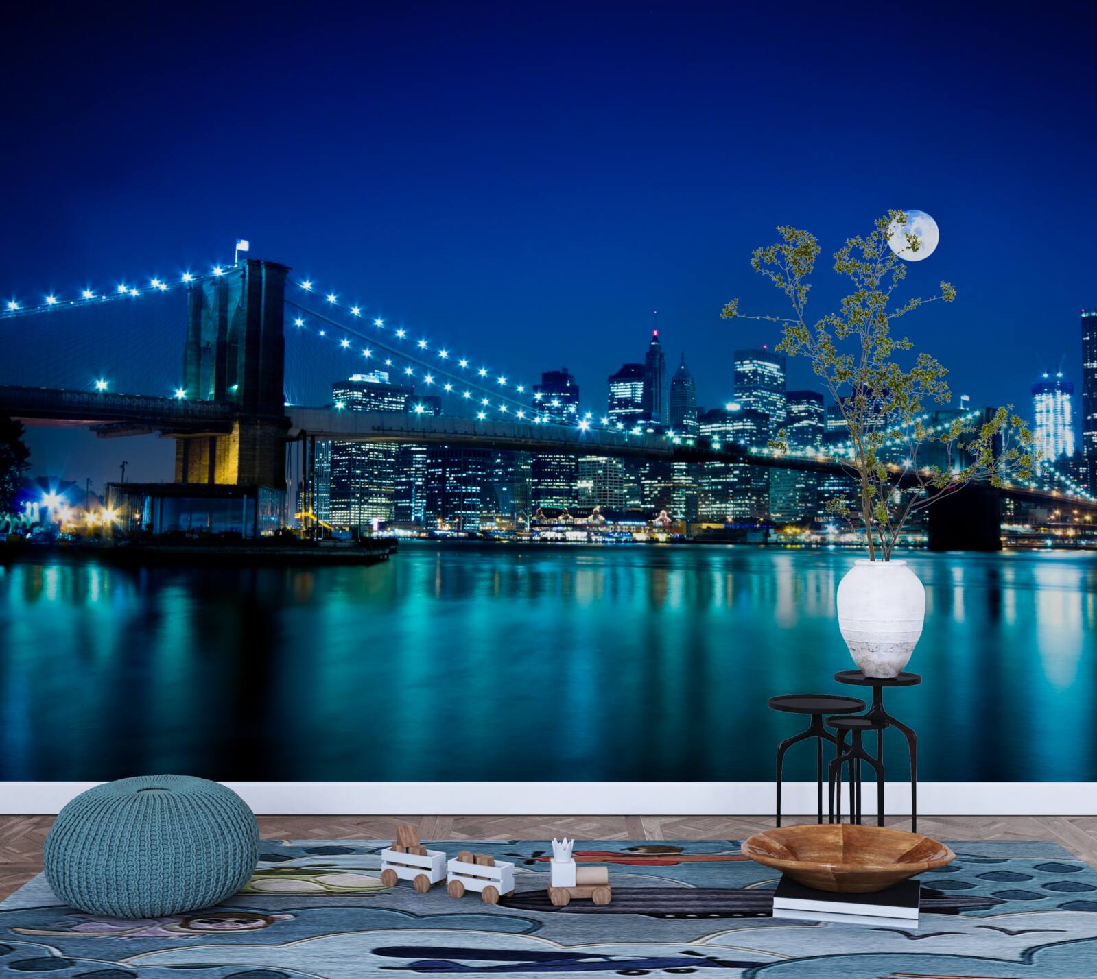 Fototapeta most brookliński oświetlony światłem nocnego księżyca