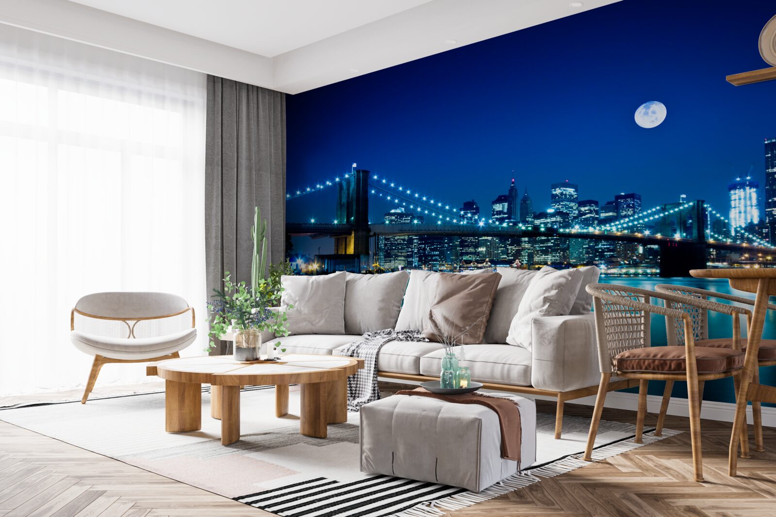 Fototapeta most brookliński oświetlony światłem nocnego księżyca