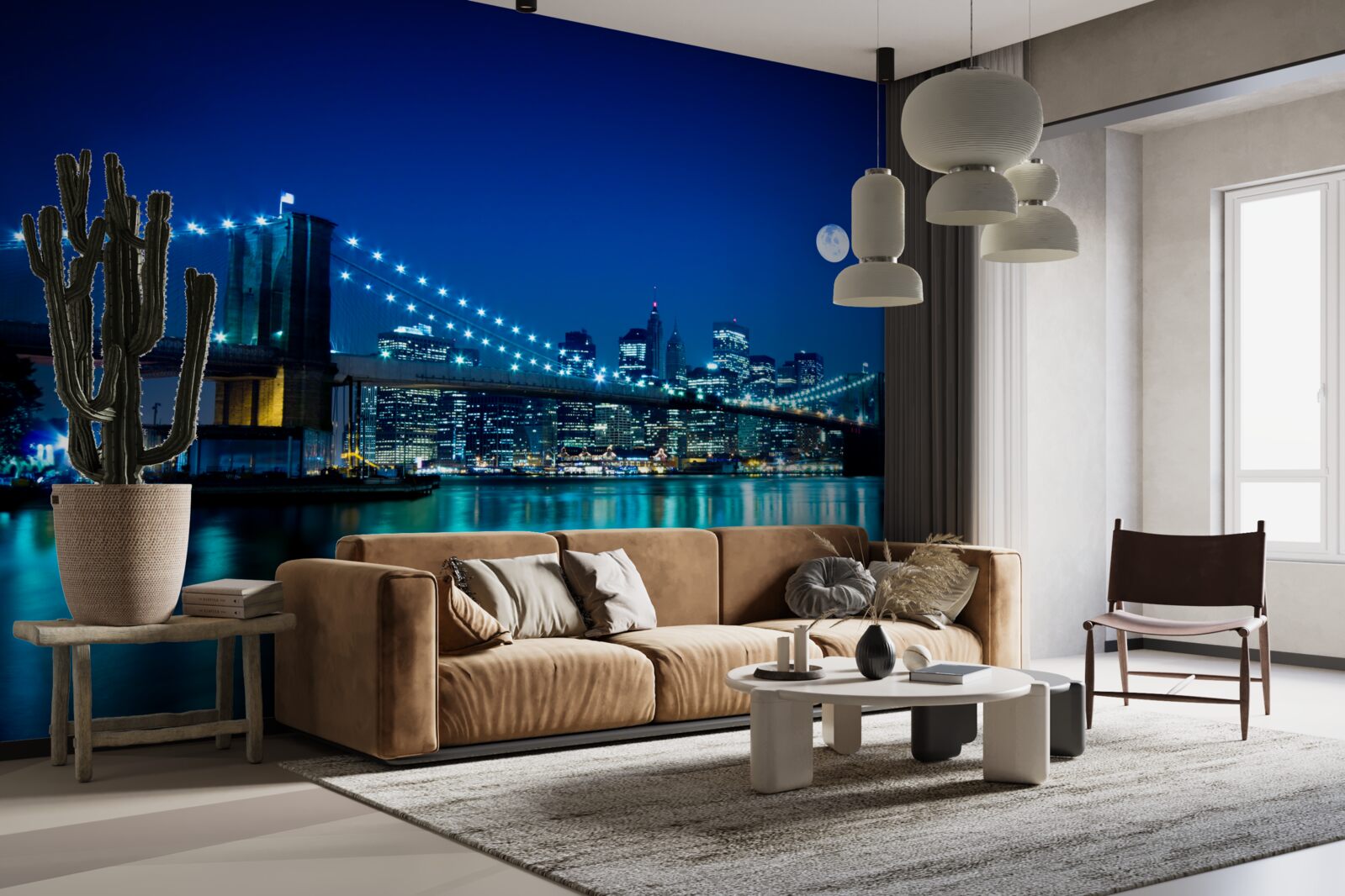 Fototapeta most brookliński oświetlony światłem nocnego księżyca