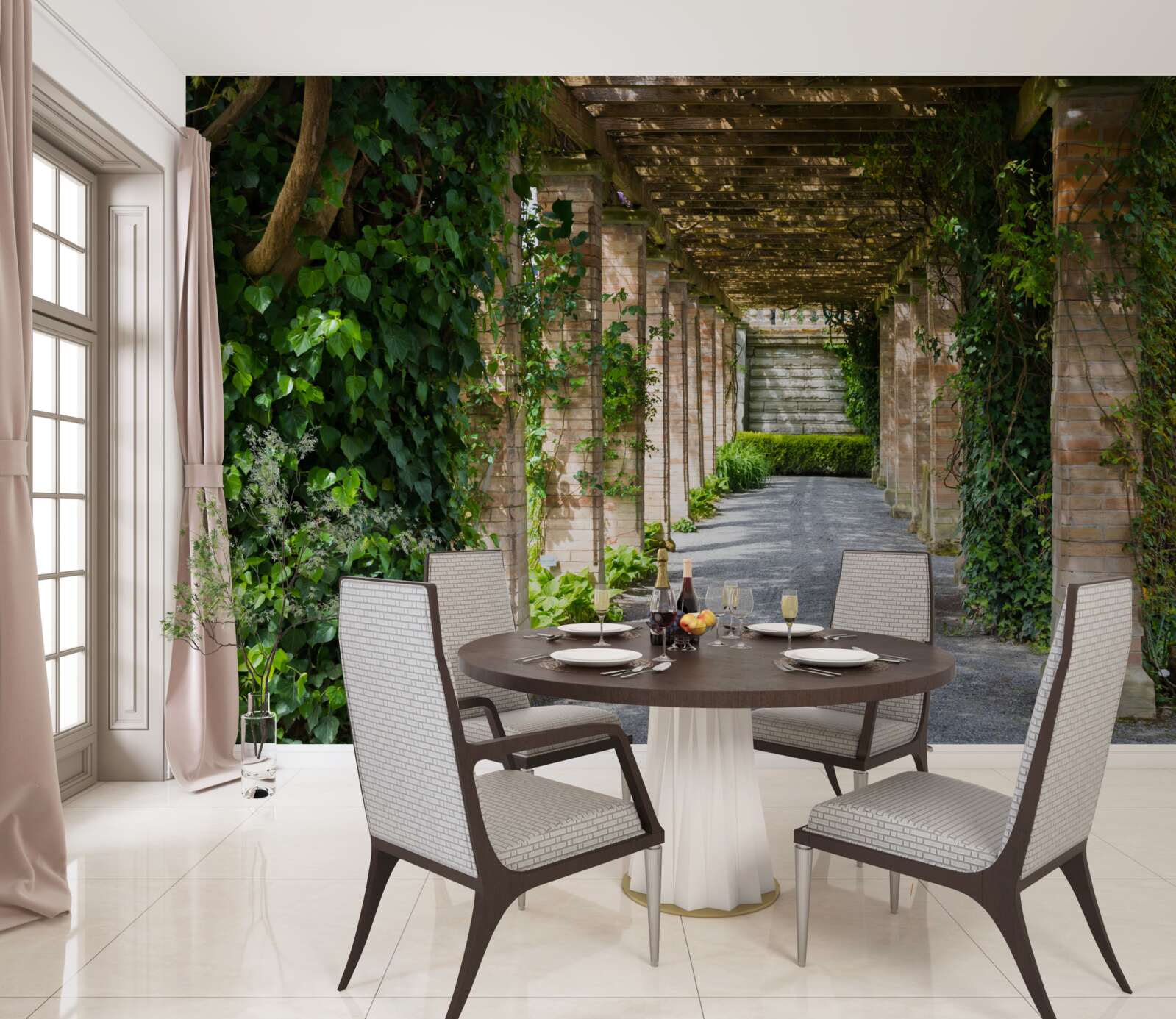 Fototapeta fascynujący brązowy tunel otoczony zielonymi roślinami