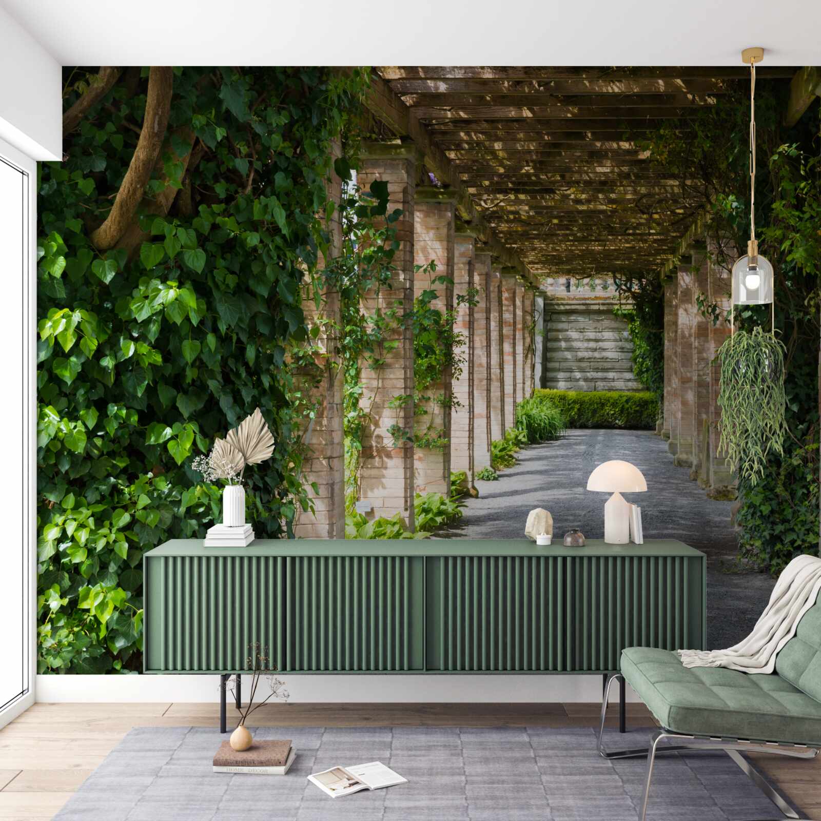 Fototapeta fascynujący brązowy tunel otoczony zielonymi roślinami