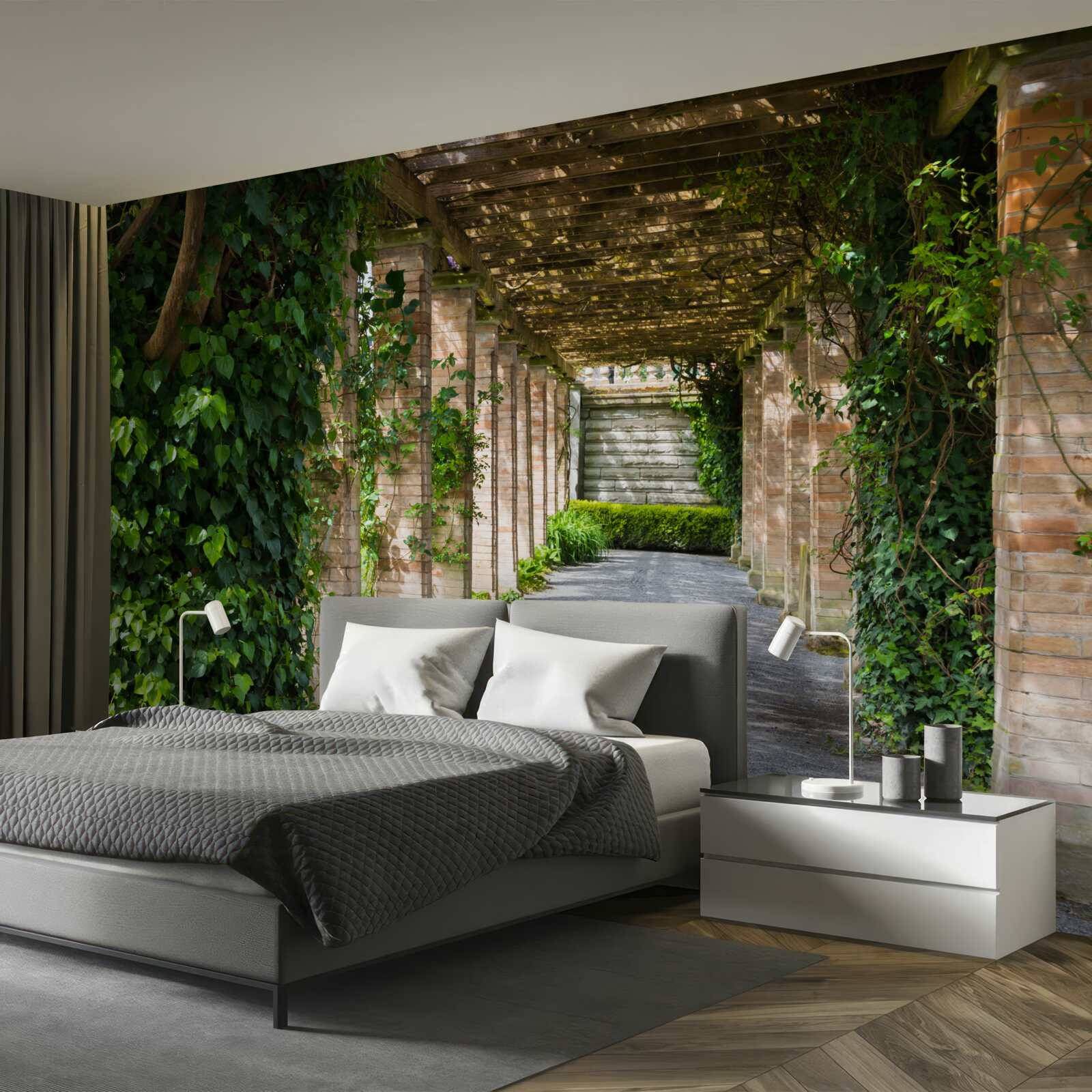 Fototapeta fascynujący brązowy tunel otoczony zielonymi roślinami