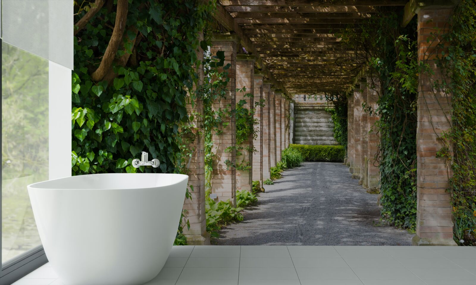 Fototapeta fascynujący brązowy tunel otoczony zielonymi roślinami