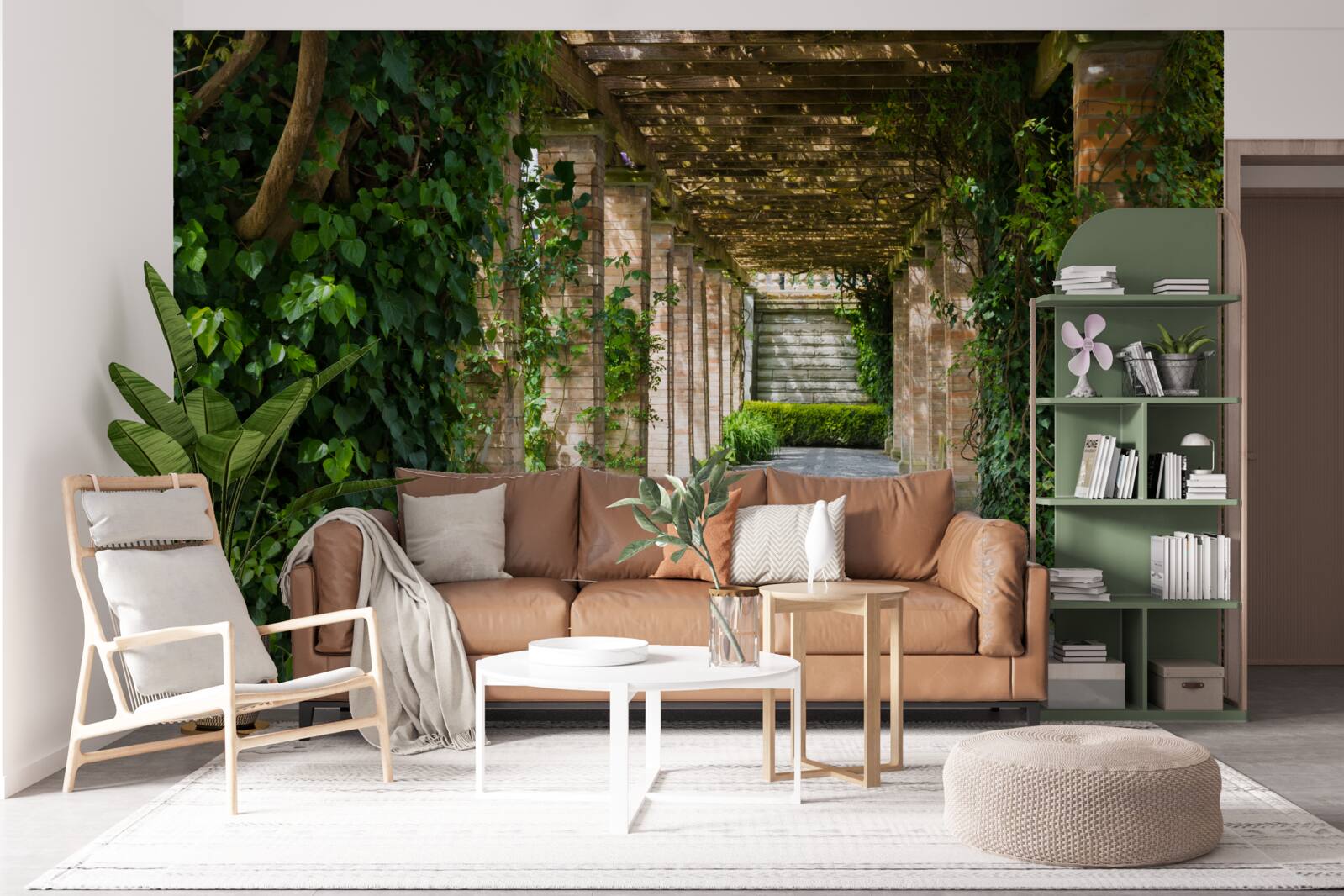 Fototapeta fascynujący brązowy tunel otoczony zielonymi roślinami