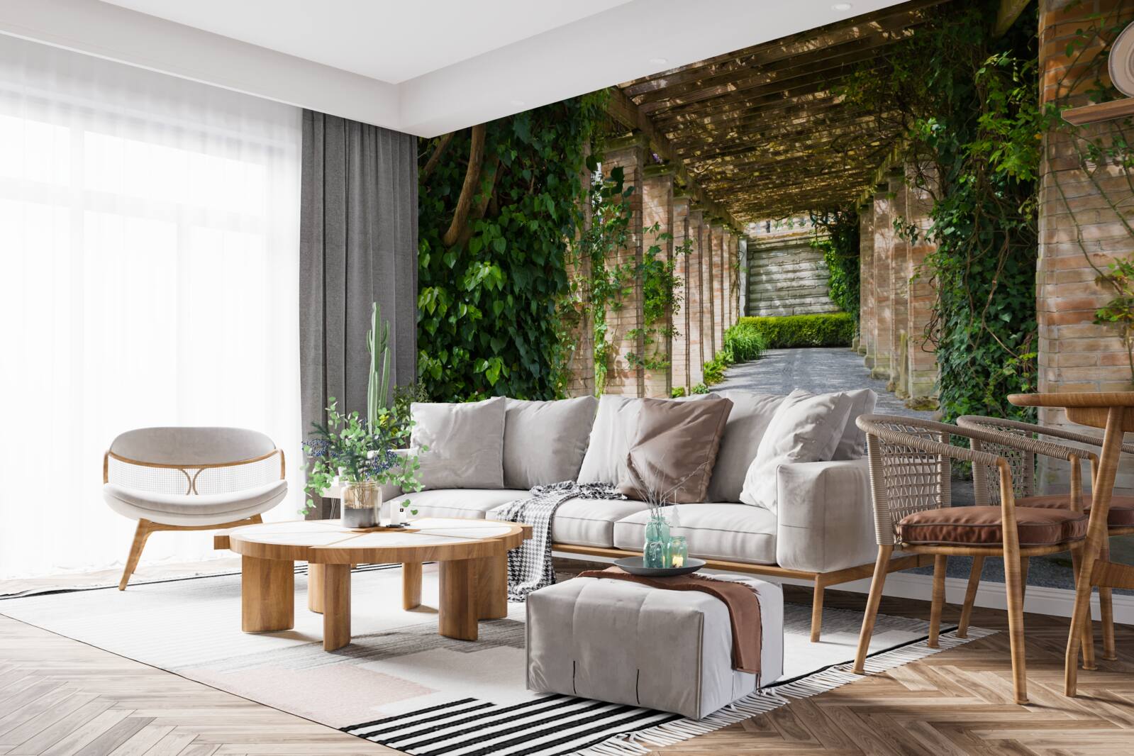 Fototapeta fascynujący brązowy tunel otoczony zielonymi roślinami