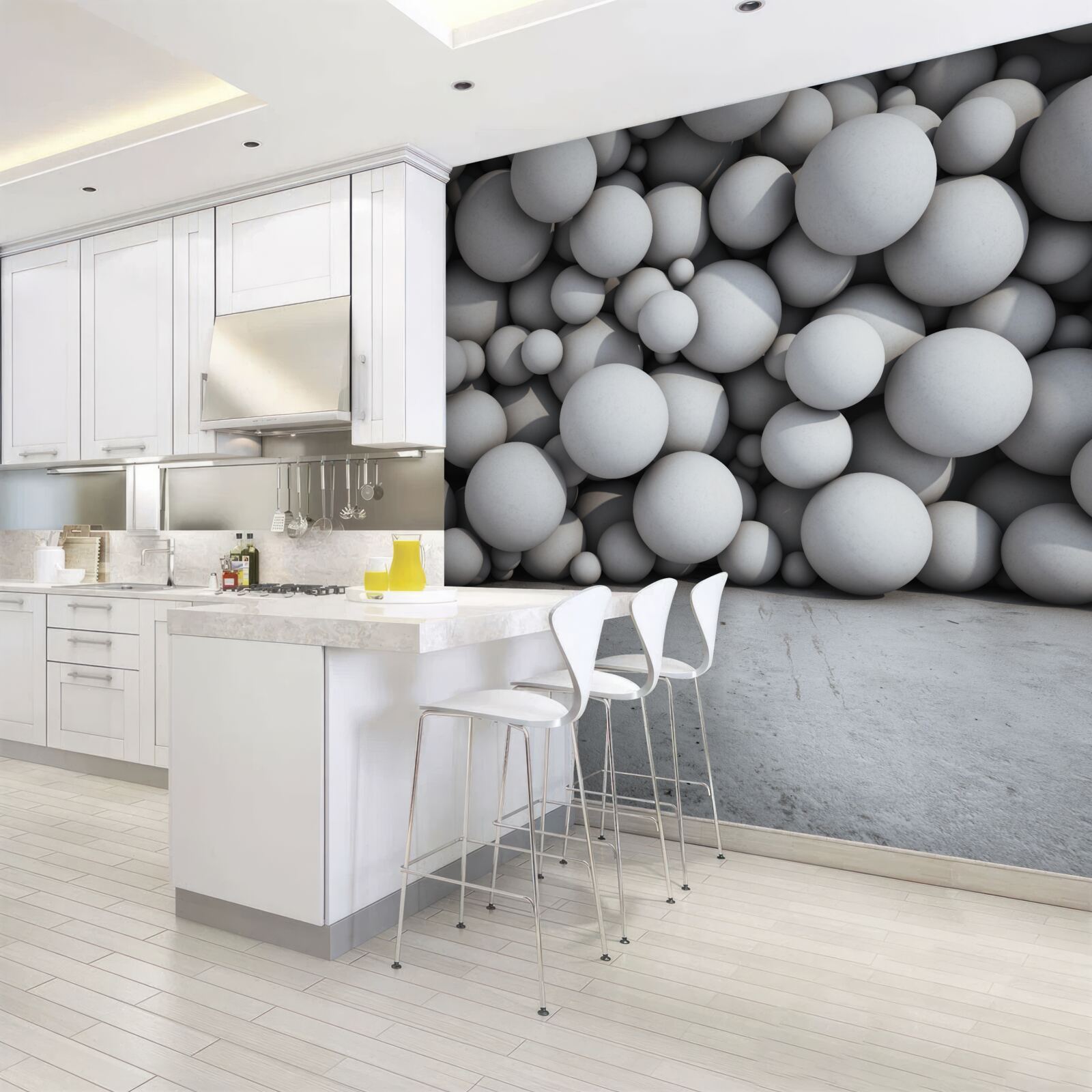 Fototapeta bariera unoszących się w powietrzu srebrzystych kul