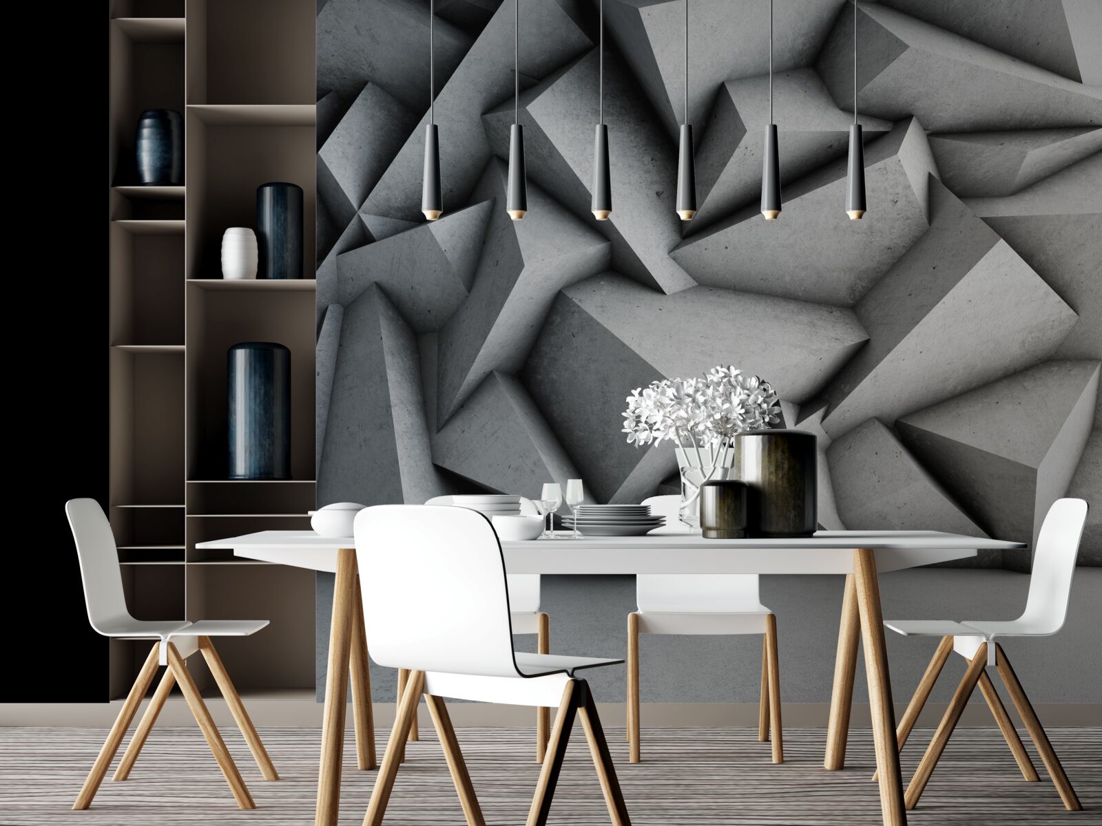 Fototapeta duże figury 3d na szarym tle