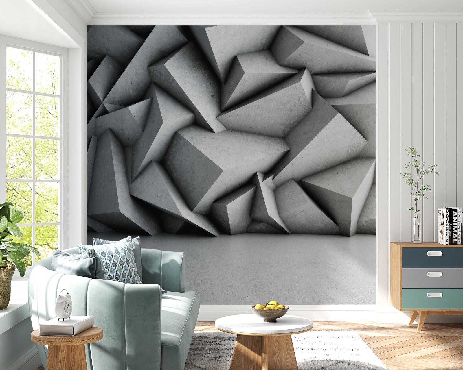 Fototapeta duże figury 3d na szarym tle