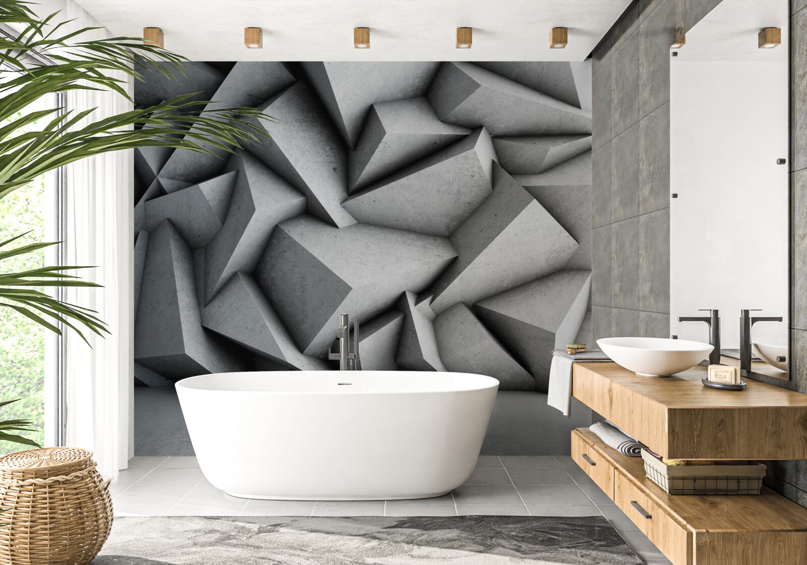 Fototapeta duże figury 3d na szarym tle