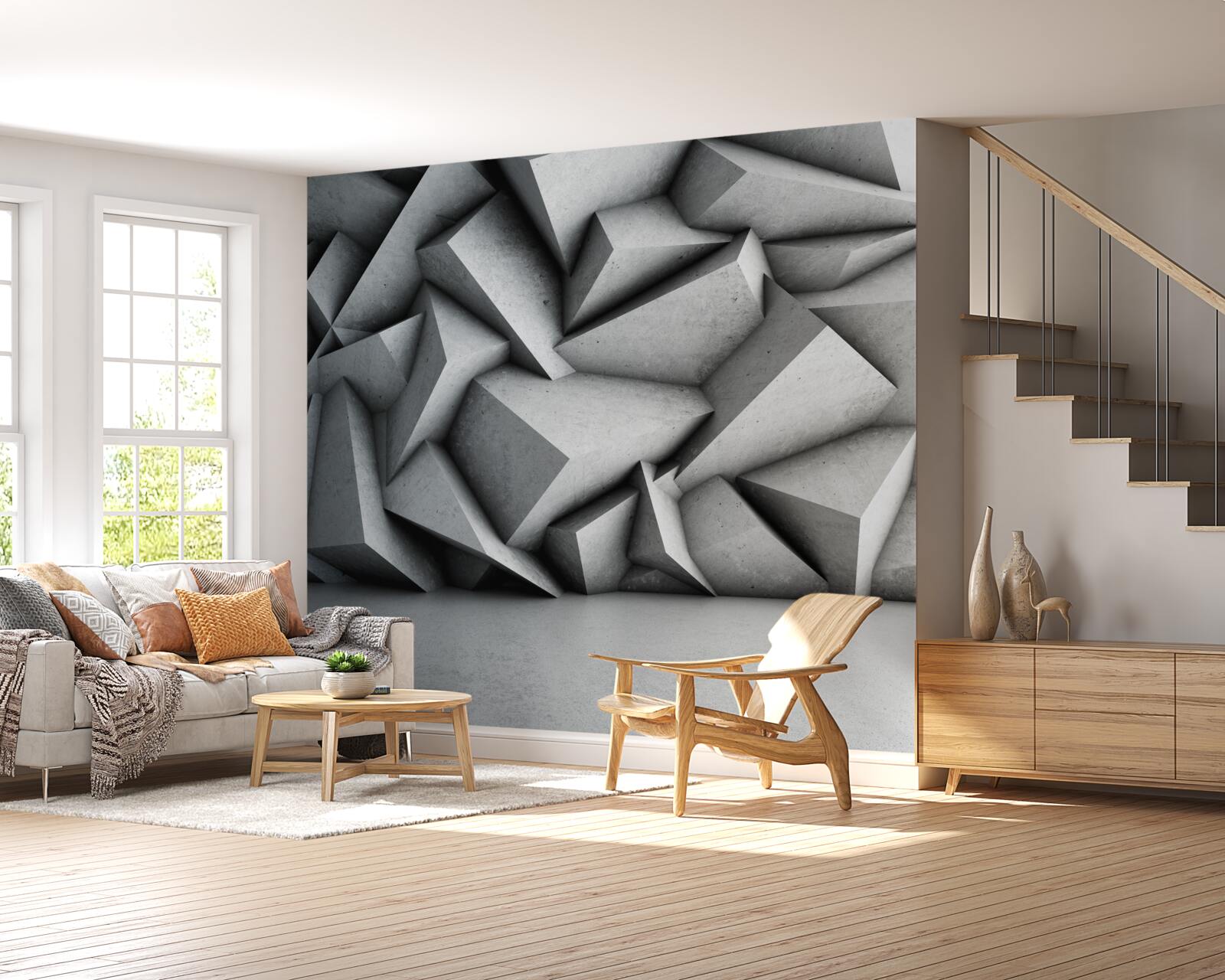 Fototapeta duże figury 3d na szarym tle