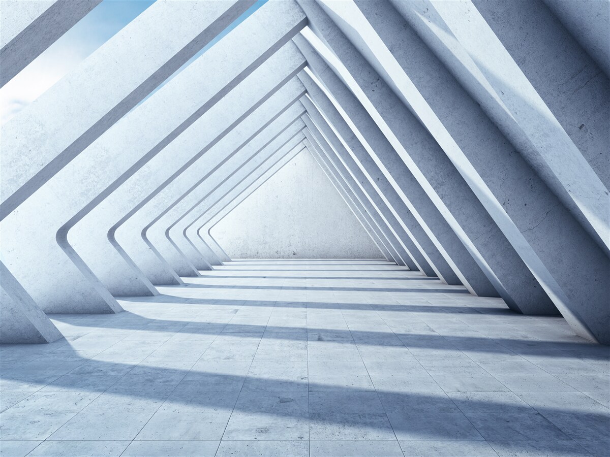 Fototapeta tunel łuków w kształcie trójkątów, ciągnący się w nieskończoność